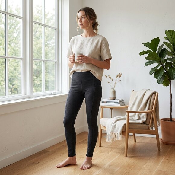 Branwyn Essential Leggings | 85% Merino Wool | Black | Large - Picture 6 of 9